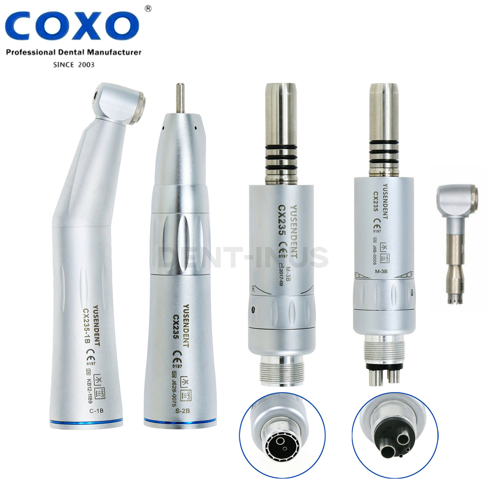 COXO Dental Low Speed Inner Water Contra Angle Straight Handpiece 2/4H Air Motor