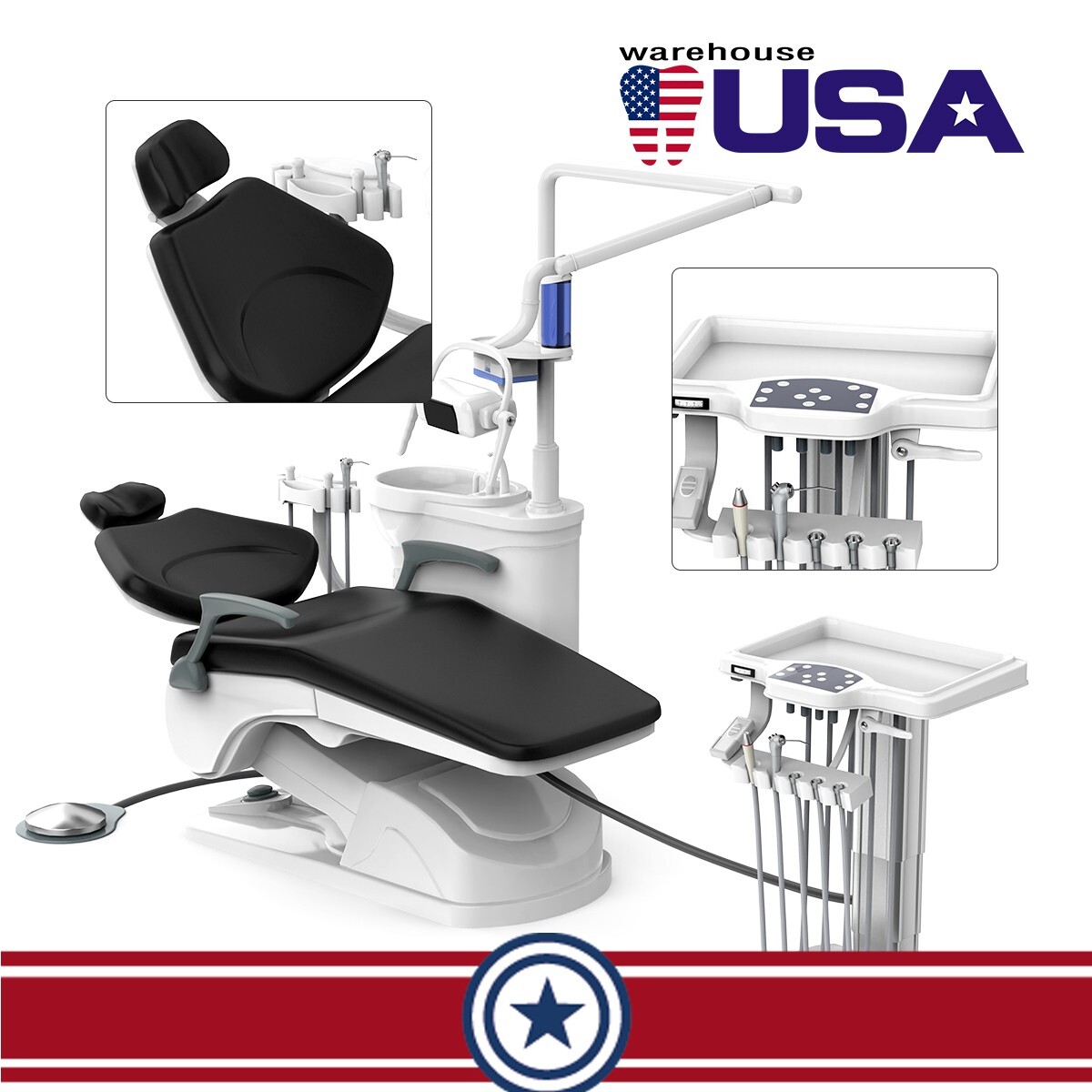 Dental Unit Chair Integral Computer Controlled DC / Mobile Delivery Unit 4 Hole