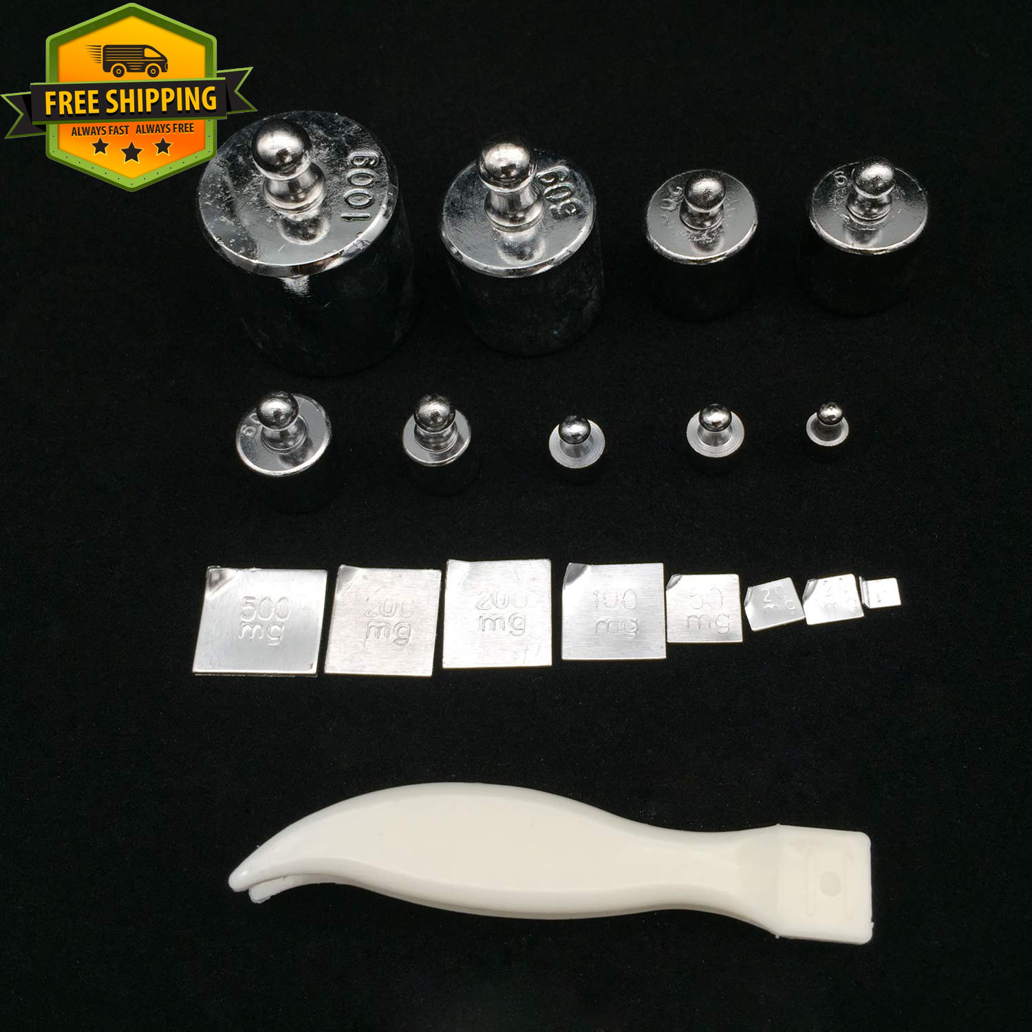 17PCS Precision Calibration Weight Kit 10mg-100g Steel Scale Weights Set