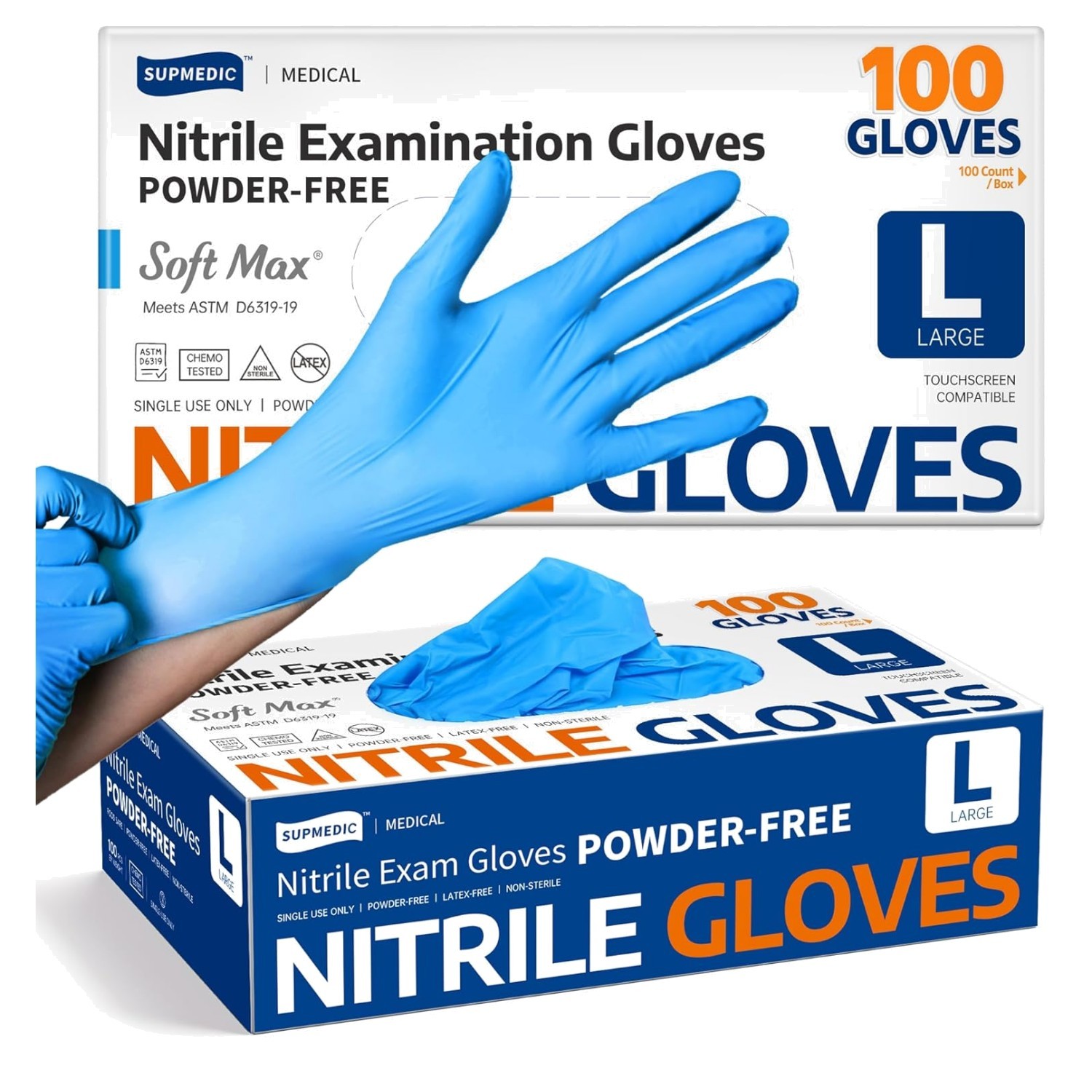 100-Pack Large Nitrile Gloves – Allergy-Free, Durable, Food-Safe Protection