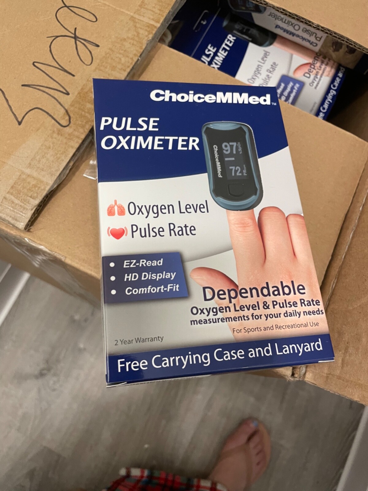 ChoiceMMed PT645C Finger Pulse Oximeters – Sky Blue