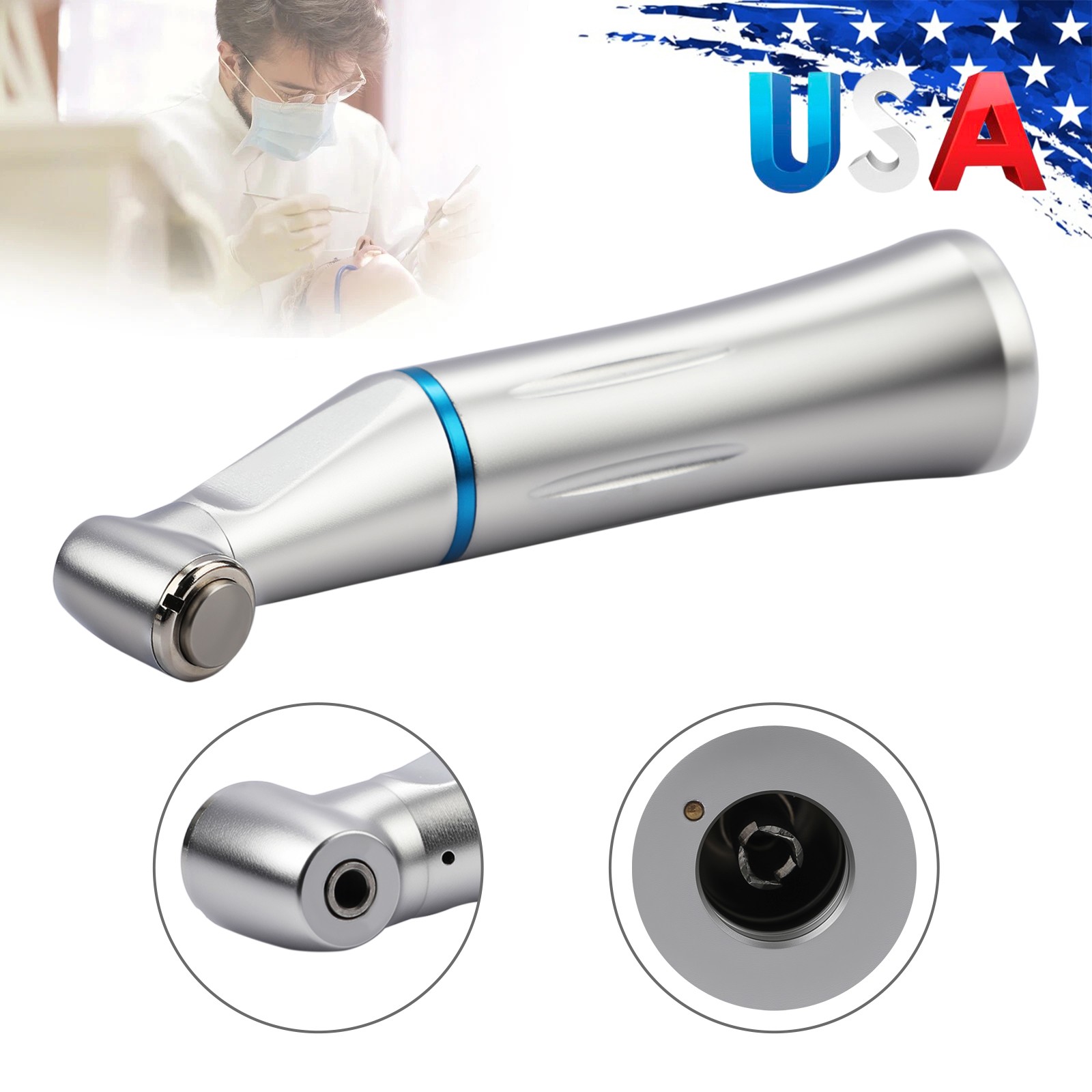 NSK Style Dental Inner Water Spray Push Button Contra Angle Low Speed Handpiece