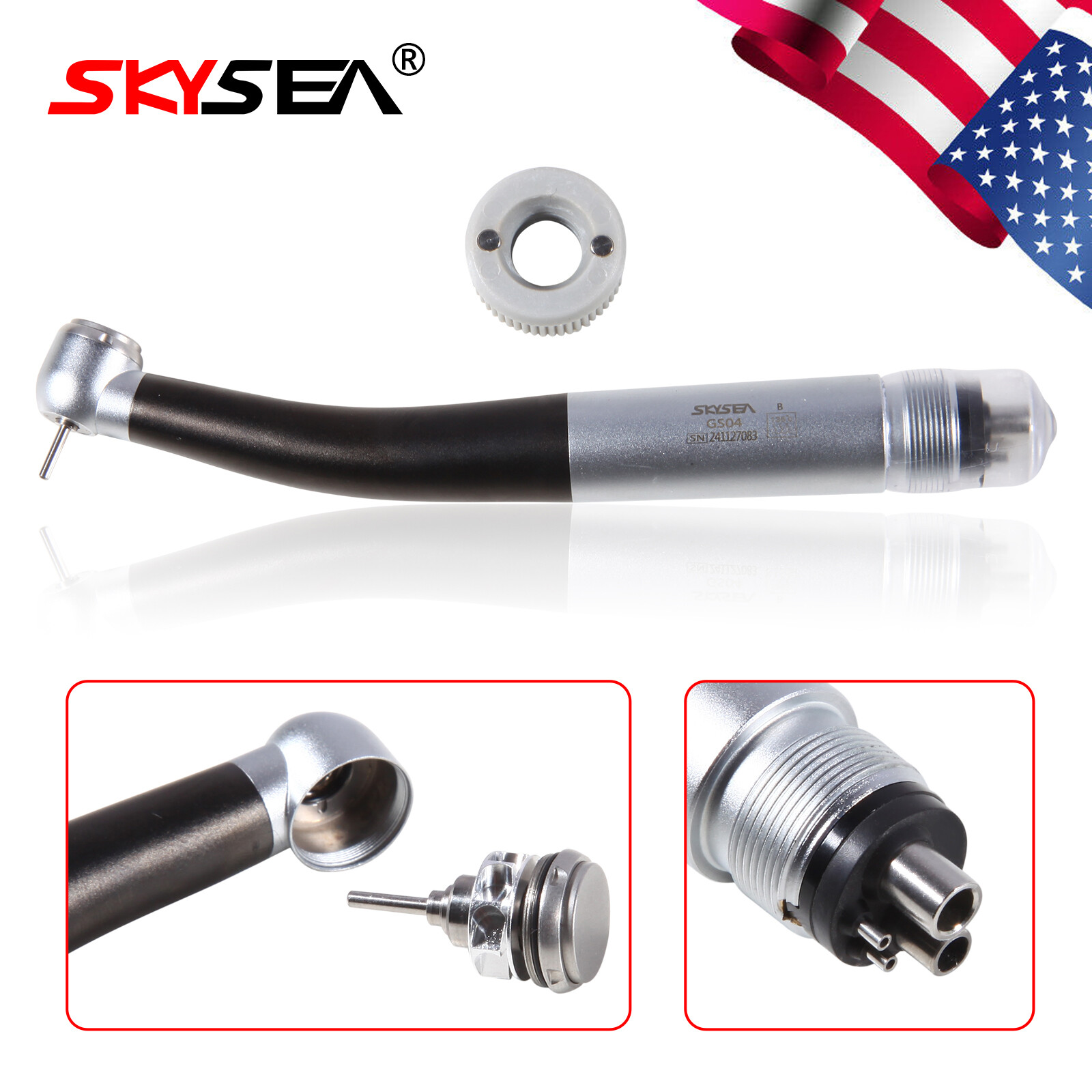 SKYSEA Dental High Speed Push Button Turbine Handpiece 4spray Large Torque 4H MD