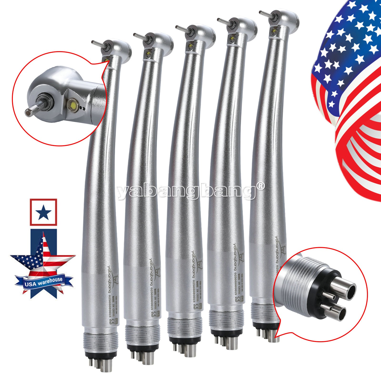 1-10 Dental E-generator LED Fiber Optic Handpiece 4Holes Mini Head Pediatric Kid