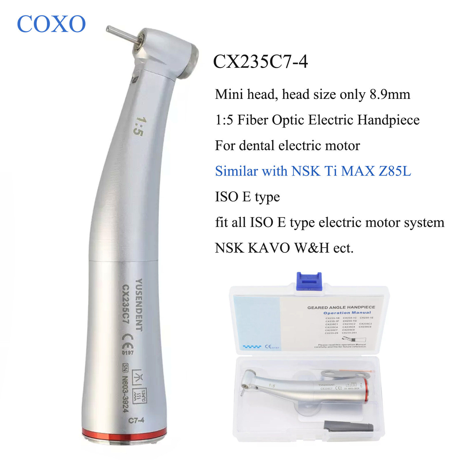 COXO Dental LED Electric Micro Motor Handpiece C-PUMA 1:1 1:5 Contra Angle NSK