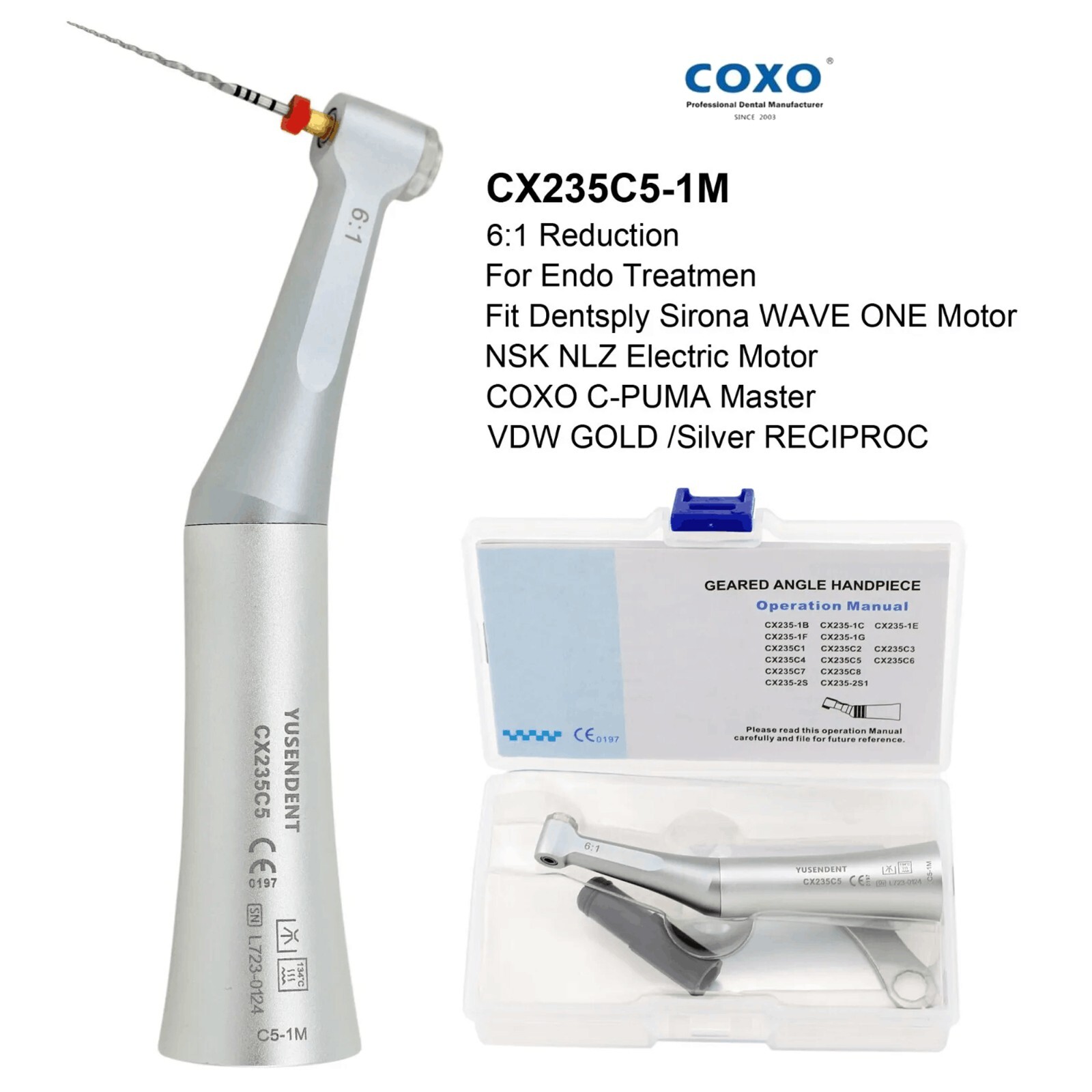 COXO Dental Wave One Handpiece 6:1 8:1 Endo Contra Angle For Dentsply NSK NLZ