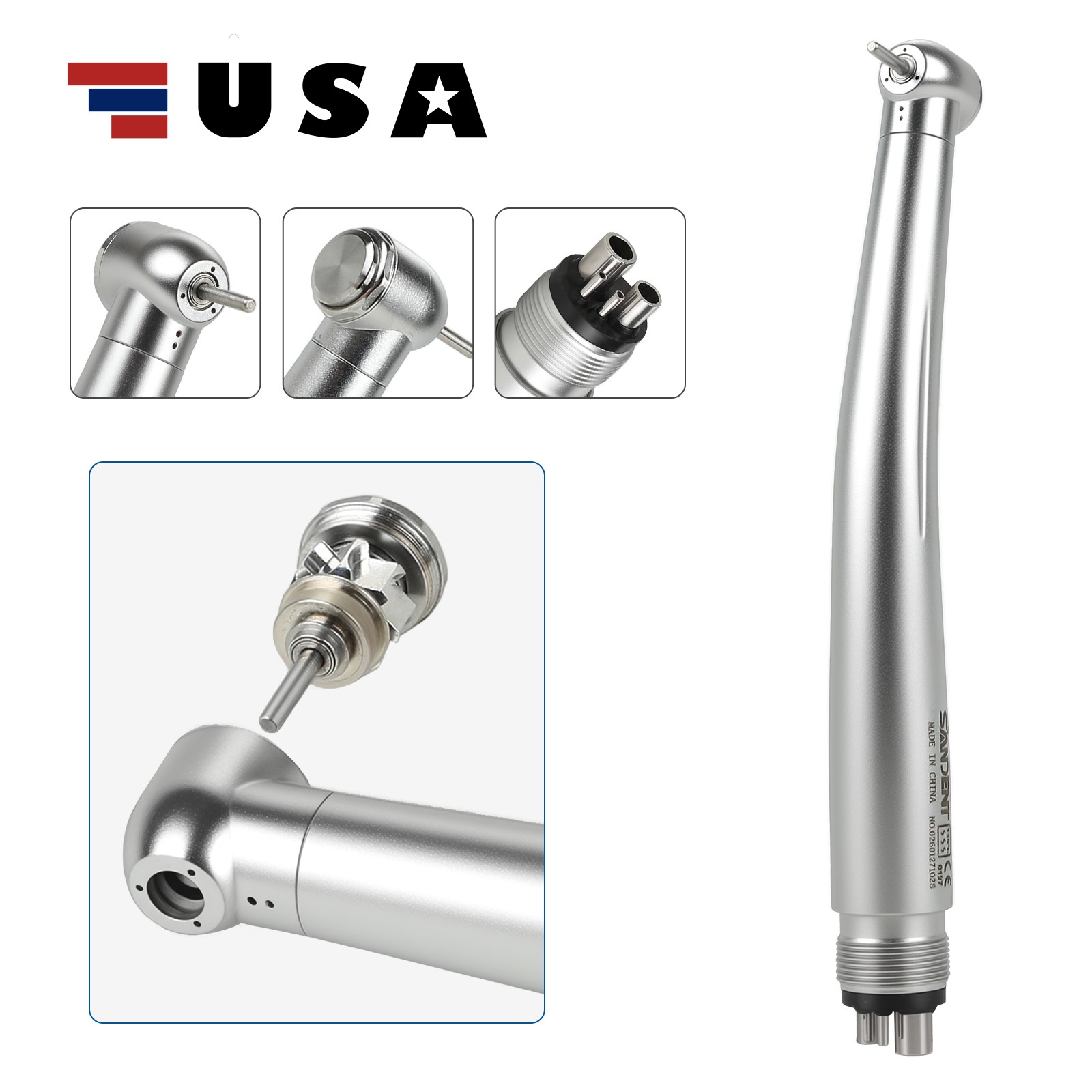10 SANDENT NSK Style Dental High Speed Handpiece Push Button Standard 4 Hole M4