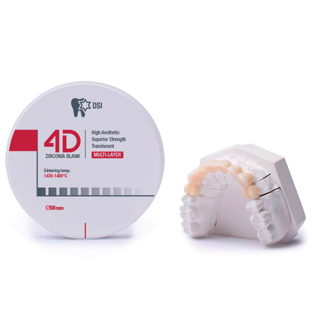 Dental Lab Milling Crown & Bridge DSI 4D Zirconia Blank Disc Thickness 12mm