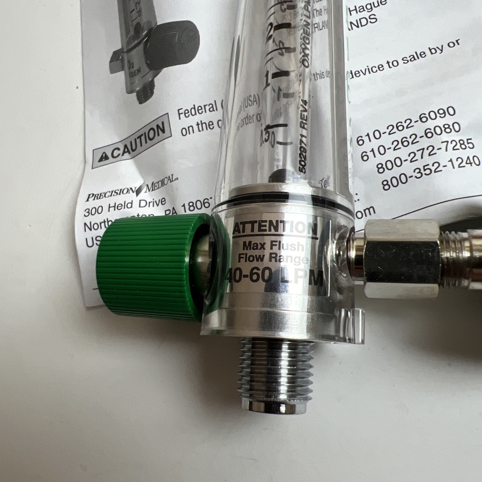 PRECISION MEDICAL 8MFA-1003 O2 Flowmeter 50 Psi