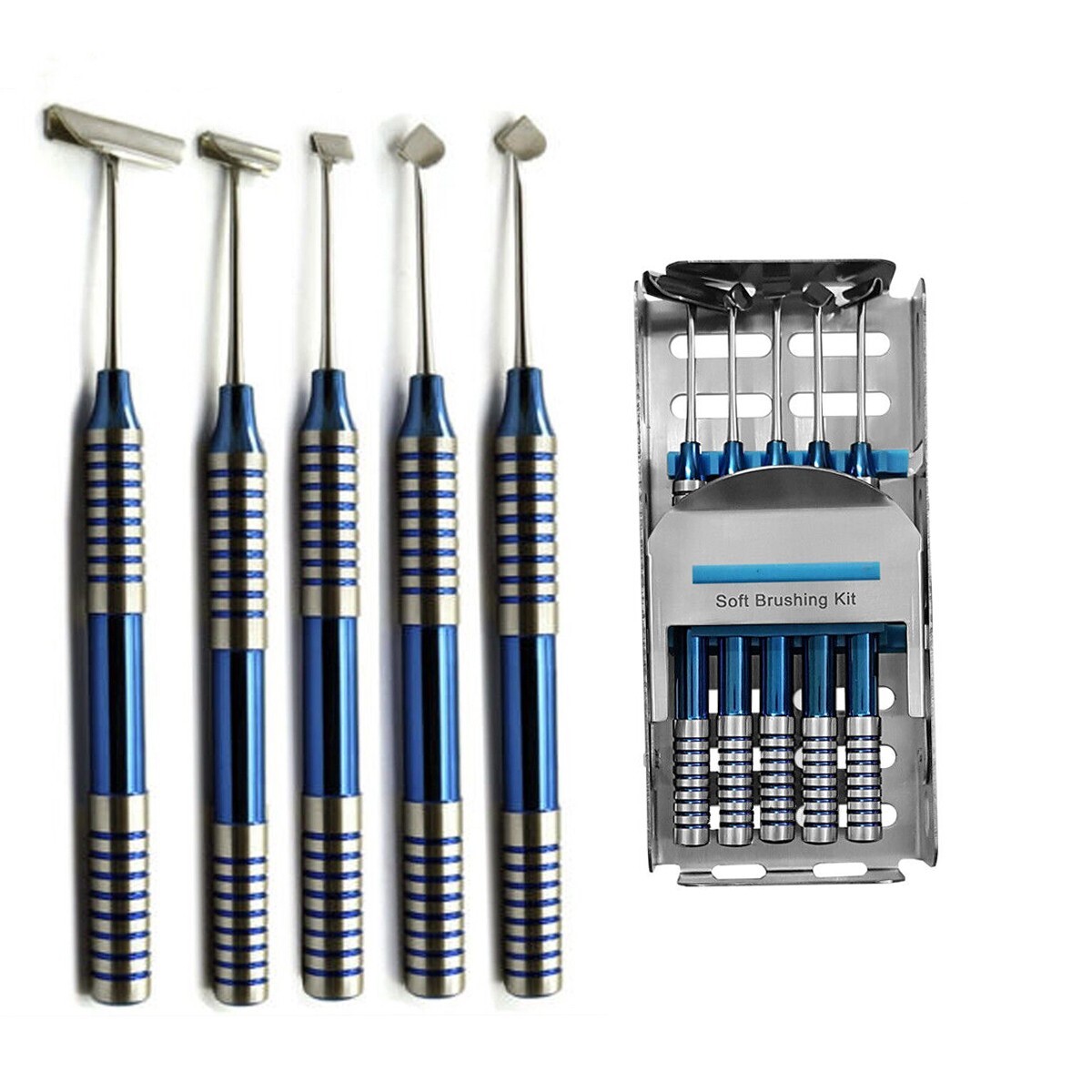 Soft Brushing Kit Dental Instruments Implant Lingual Flaps Surgery Set Of 5 NEW