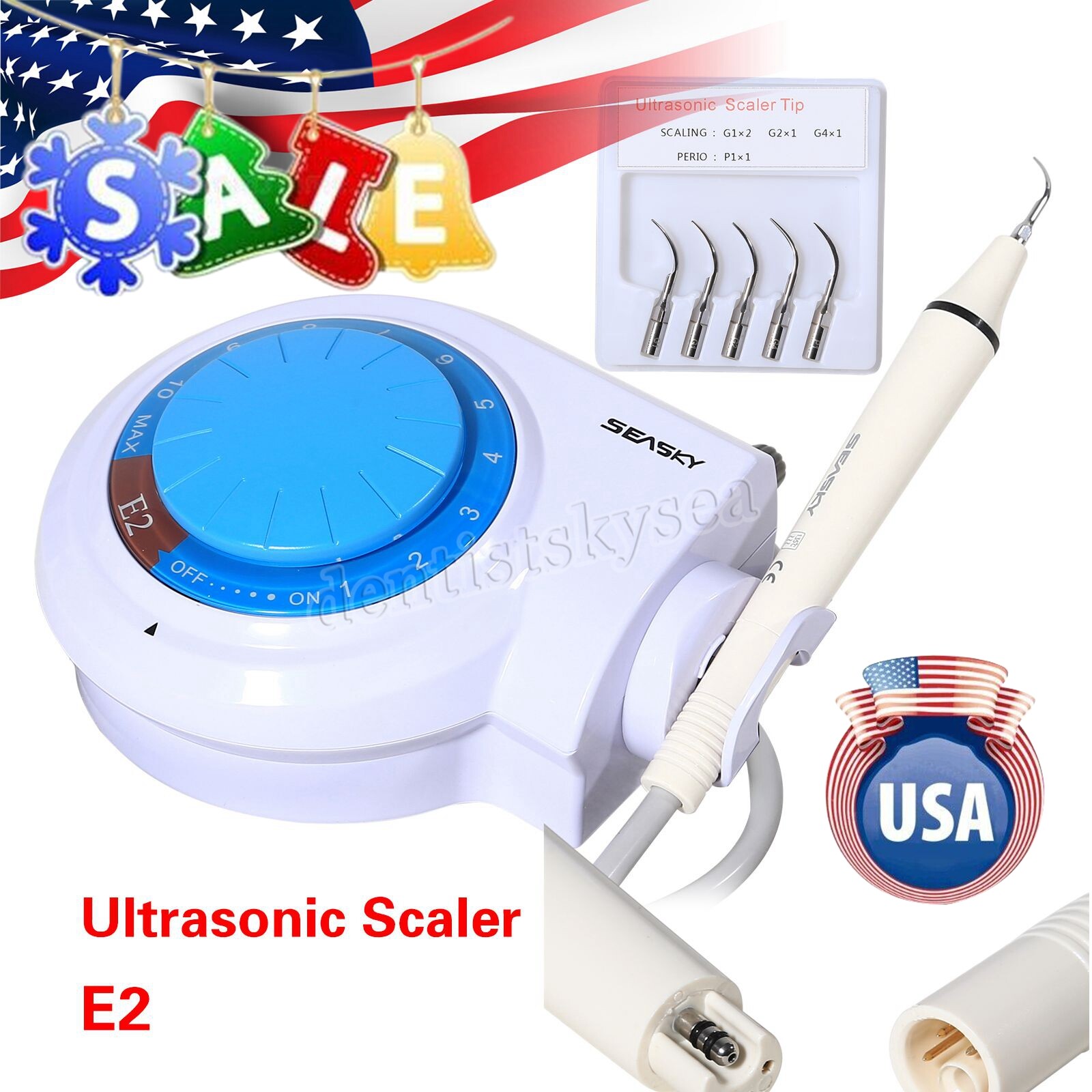 Dental Ultrasonic Scaler Teeth Cleaning Machine Calculus Remover with 5 Tips FDA