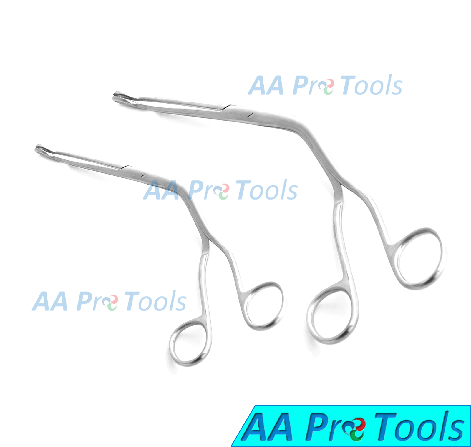 AA Pro: 2 Magil Curved Bent Incubating Clamps Forcep Adult/Child Stainless Steel