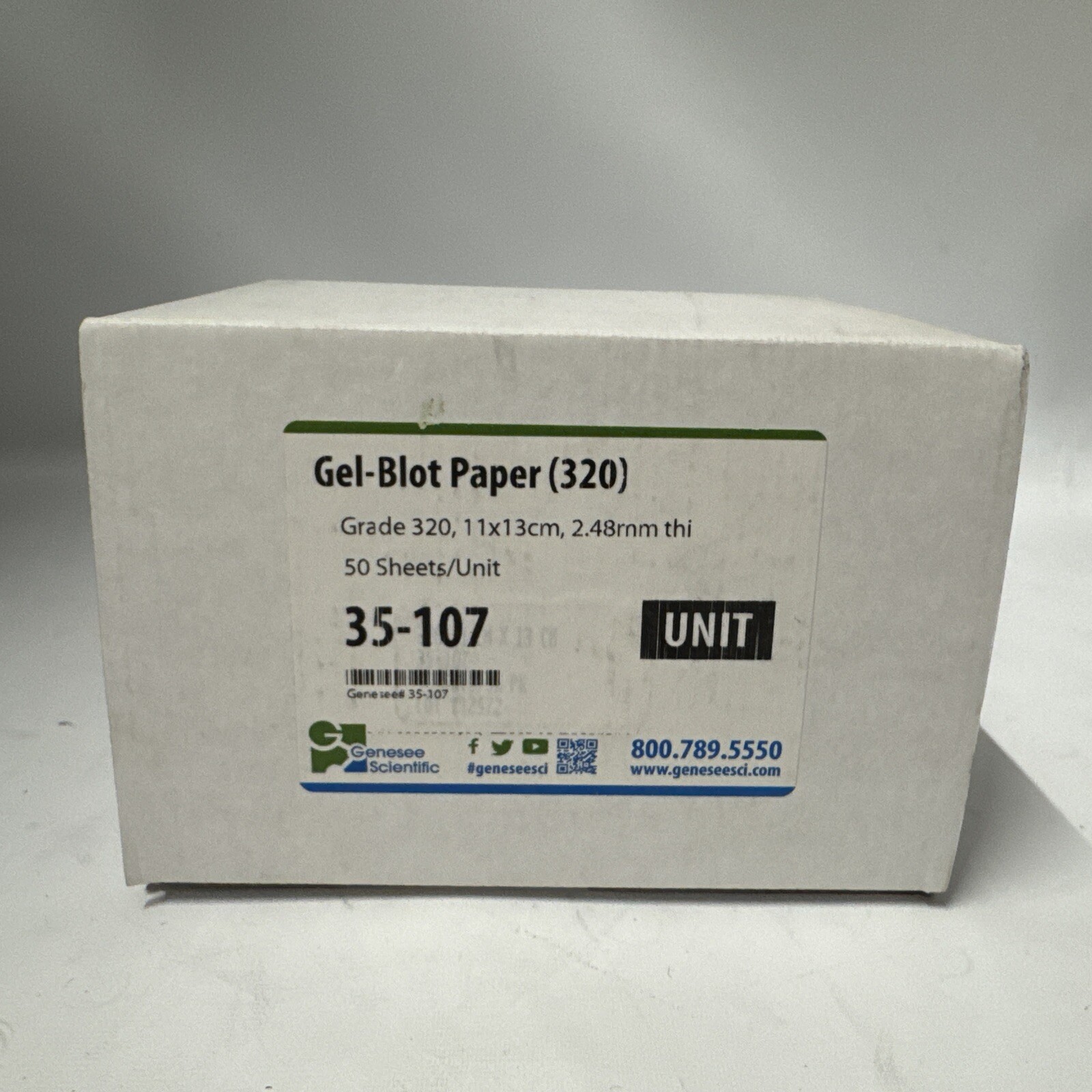 Genesee Scientific Gel-Blot Paper, Grade 320, 11 x 13cm 50 Sheets/Unit 35-107