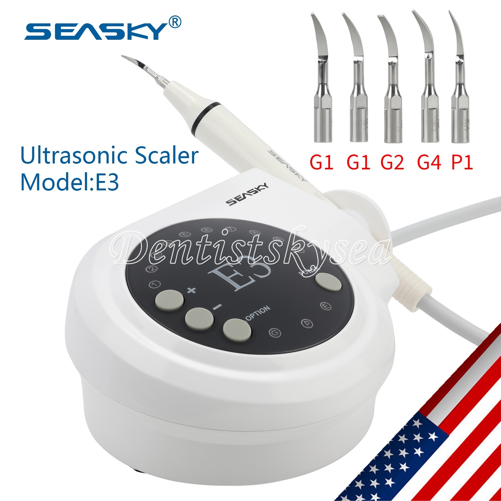 USA Dental Ultrasonic Scaler W/ 2*Handpiece 5*Tips fit Cavitron EMS 24H Handle X