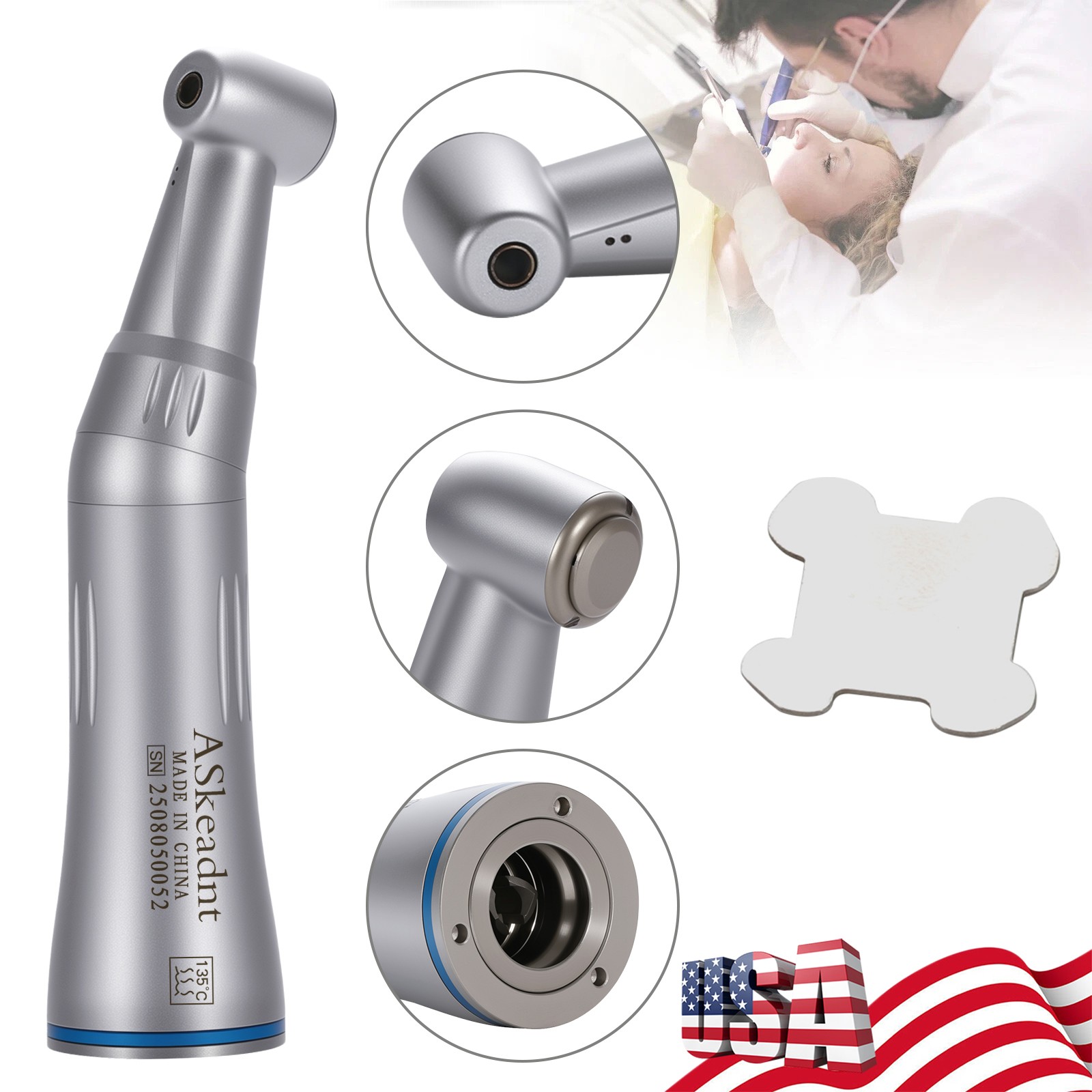 ASkeadnt Dental Inner Water Contra Angle Handpiece Slow Speed E-type NSK Style