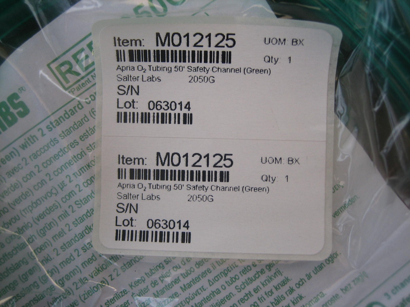 2 Sets New Salter Lab REF 2050 G-50 Green Oxygen Tube 50 Feet Ea. Factory Sealed