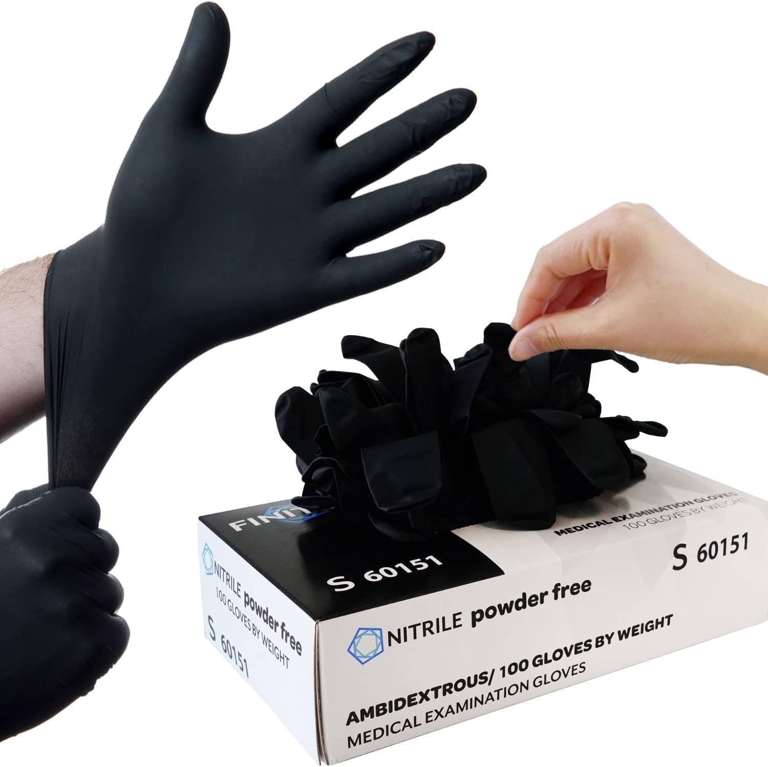 Black Nitrile Disposable Exam Gloves – Powder-Free, 3mil, Size Small [1000 Pack]