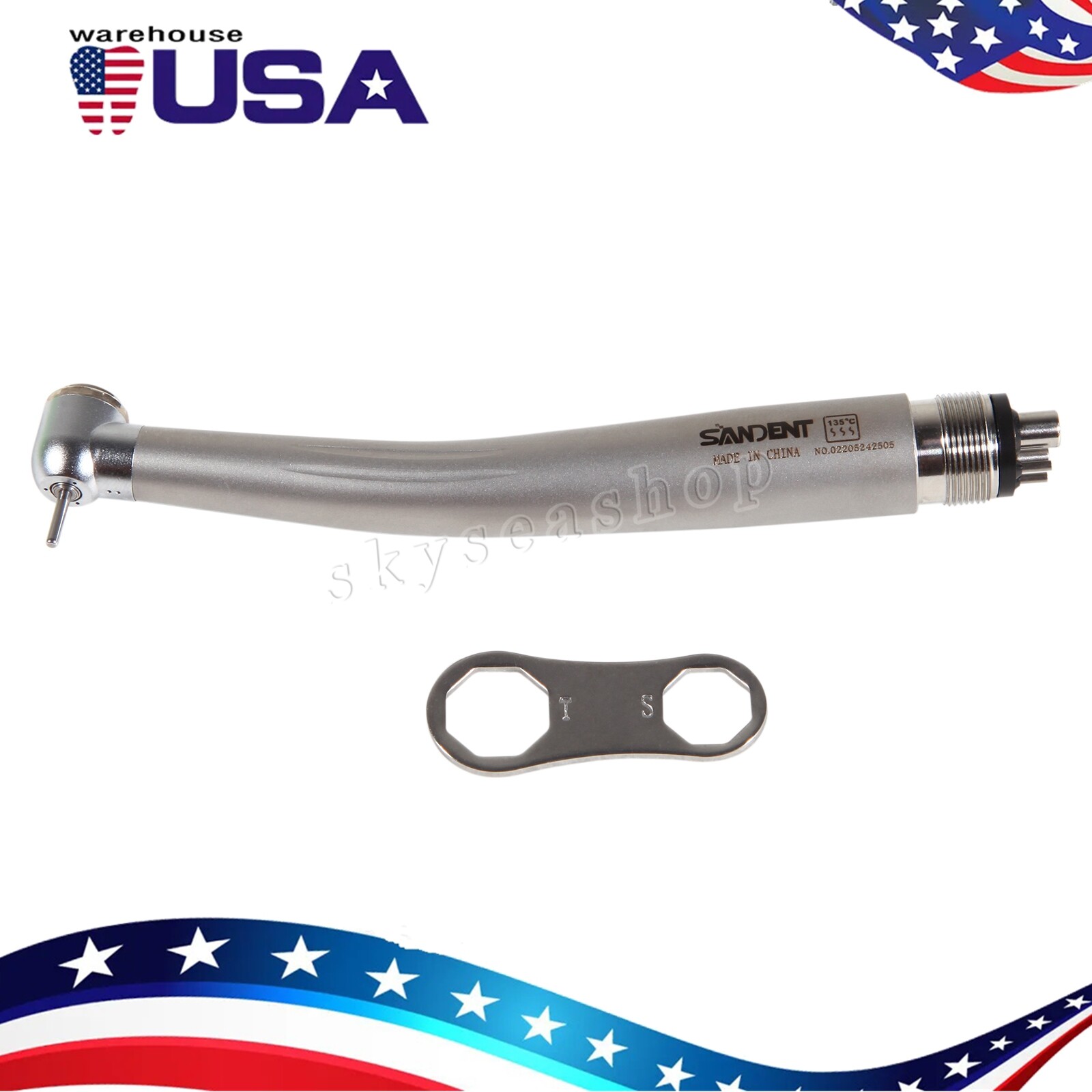 SANDENT Dental Fast High Speed Handpiece Air Turbine 4 Holes 135°C