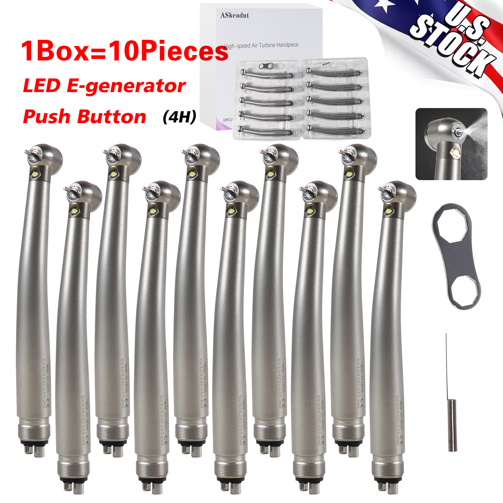 10 PACKS ASkeadnt Dental Turbine High Speed Handpiece