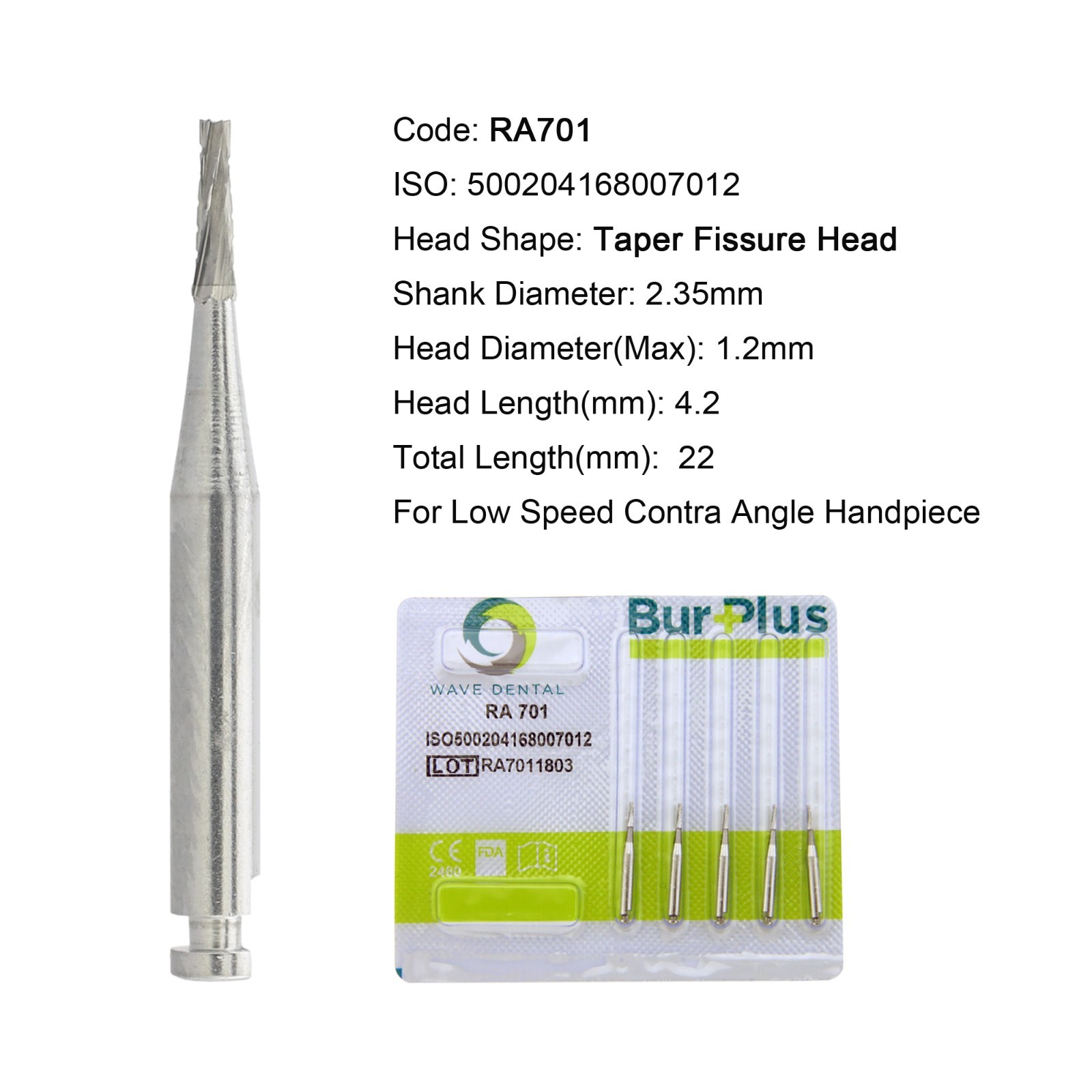 WAVE Dental Carbide Burs Latch Bur RA 699 701 702 Taper Fissure for Slow Speed