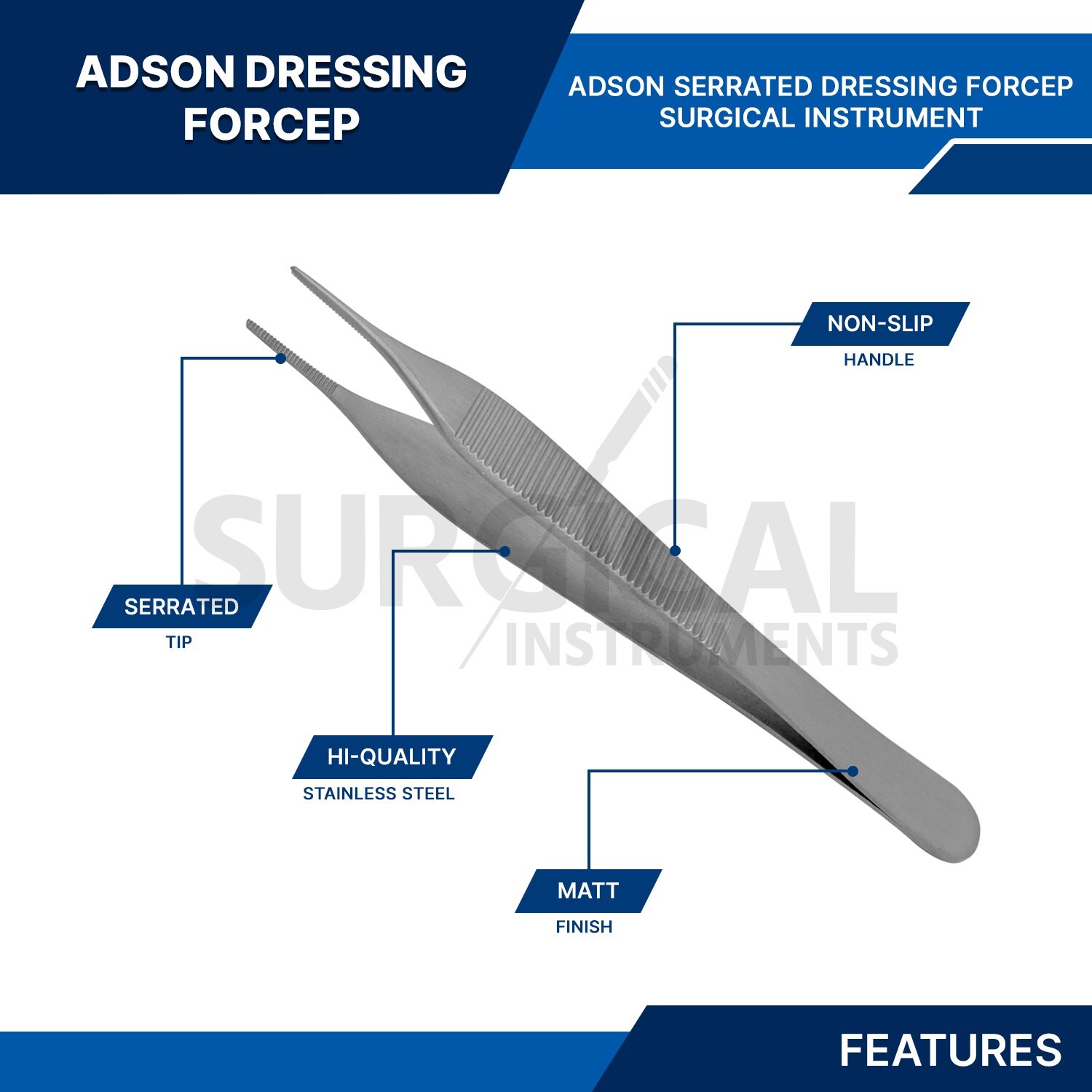 6 Pcs Adson Dressing Forceps Surgical Plastic Surgery Stainless German Grade