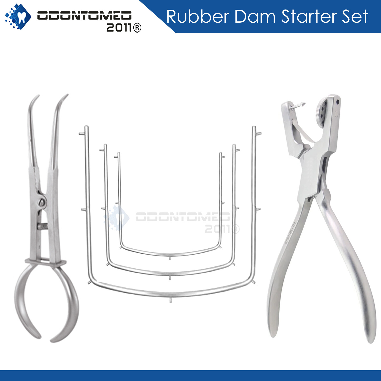 SET OF 6 PCS RUBBER DAM FRAMES PUNCH CLAMP DENTAL ENDODONTIC INSTRUMENTS KIT