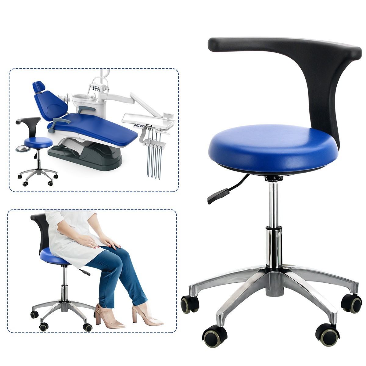 Dental Chair Unit Computer Controlled DC Motor Integral Blue PU+ Stool