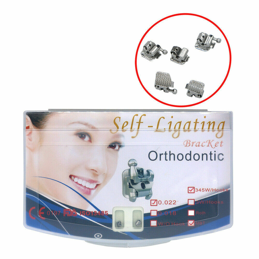 Dental orthodontic Self-Ligating Bracket MBT 0.022″ 345 hook with Hook 20pcs Kit