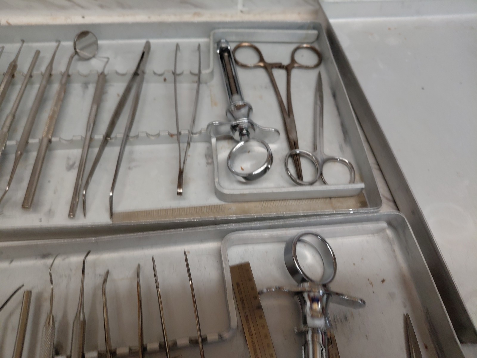 Lot Of 26 Pieces Of Dental Tools Large Mixed Lot Used With Trays