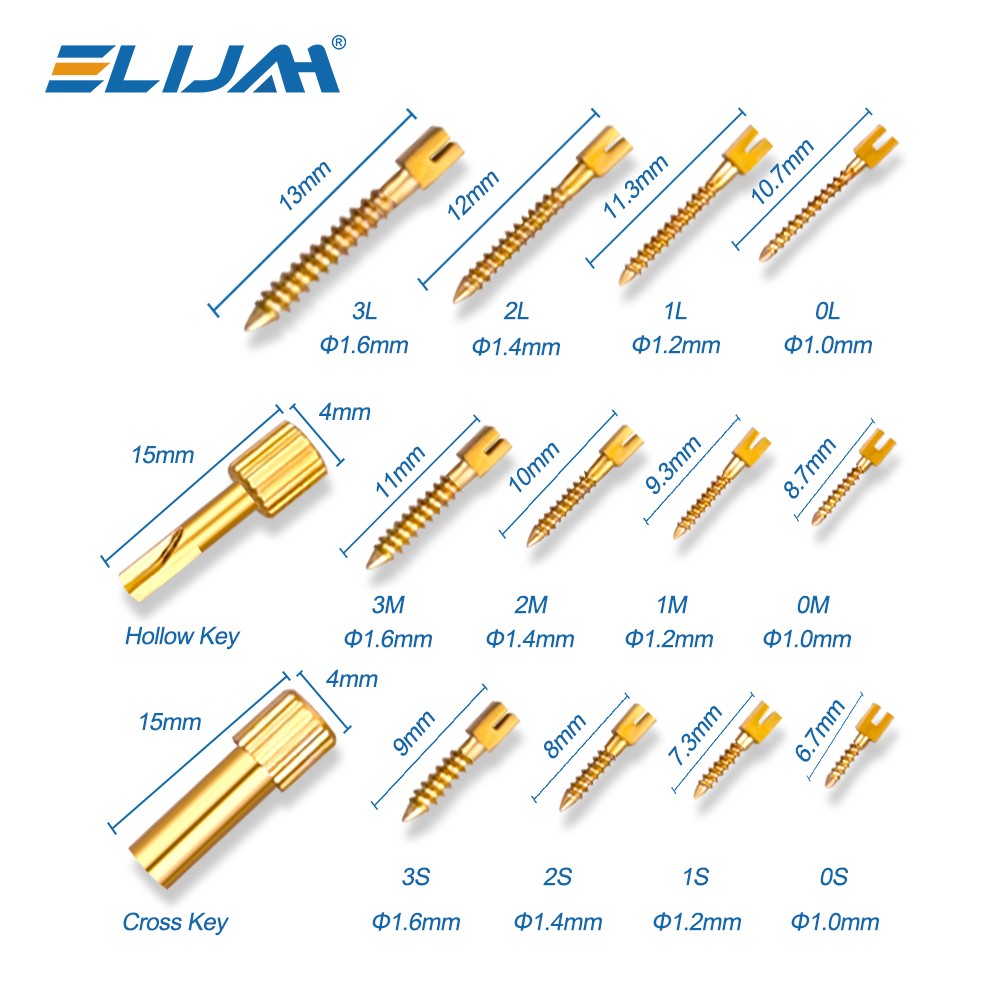 120Pcs/Box Dental Stainless Steel/Titanium/Golden Plated Screw Post Dentist Tool