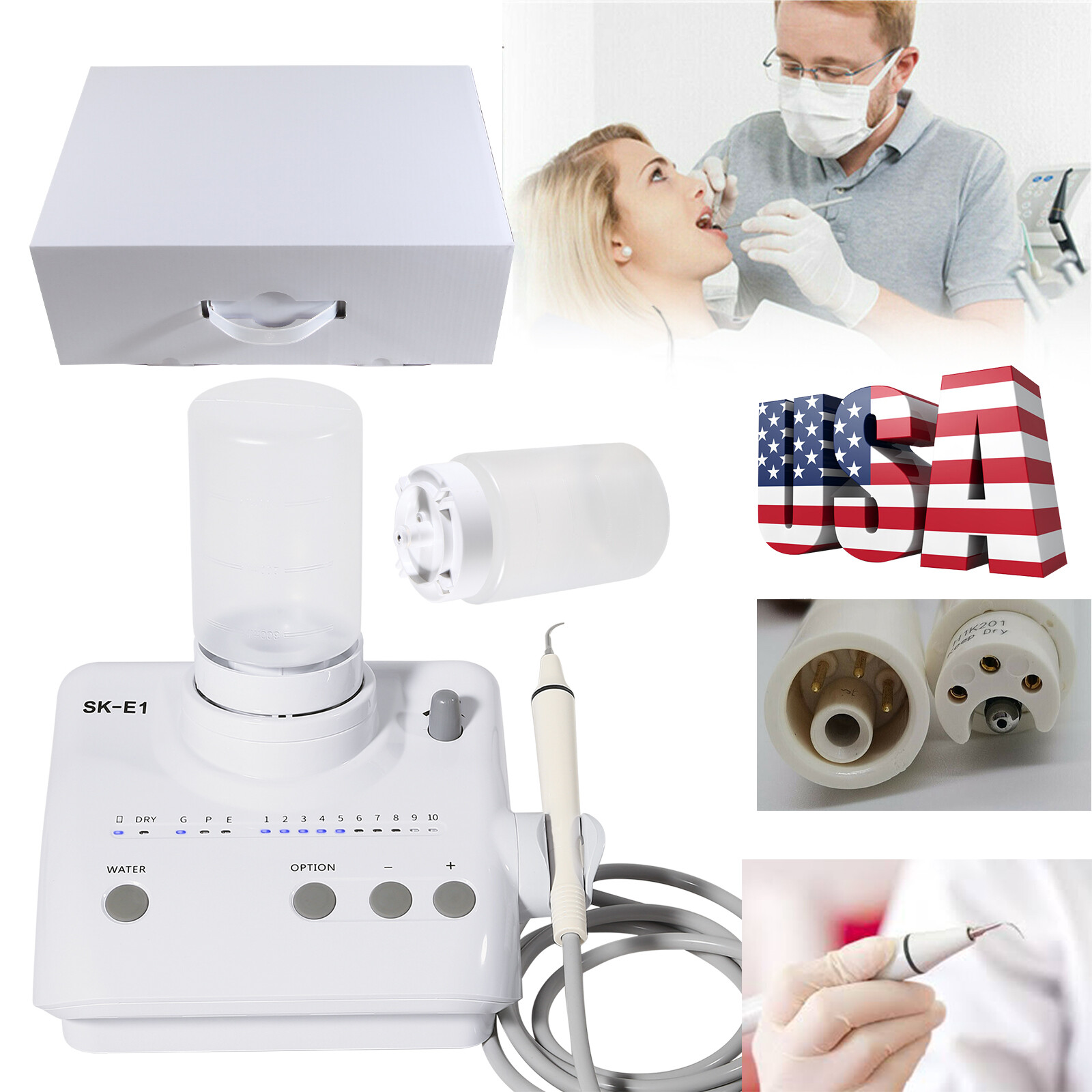 Dental Portable Ultrasonic Piezo Scaler auto water supply fit EMS & Handpiece