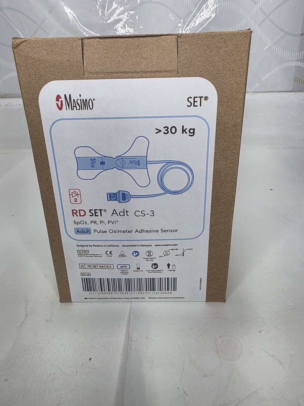 Masimo 4475 RD Set Adt CS-3 Adult Pulse Oximeter Adhesive Sensor 30 kg 20pcs