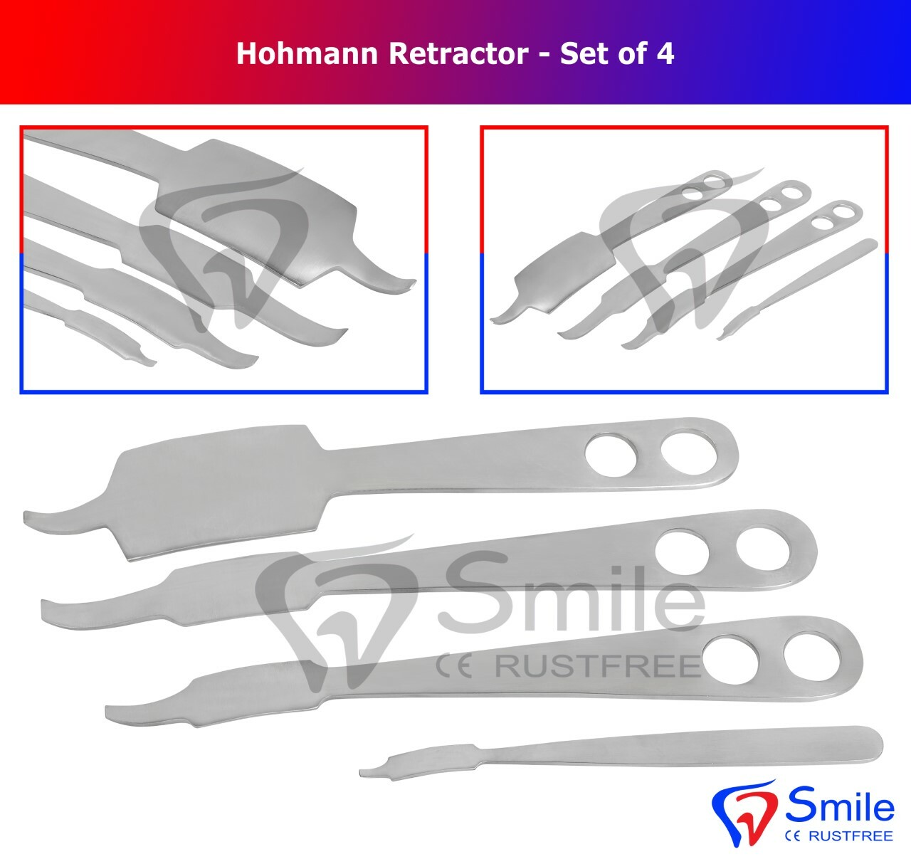 Hohmann Retractor Set Of 4 – New Smile United Kingdom – Orthopaedic Instruments