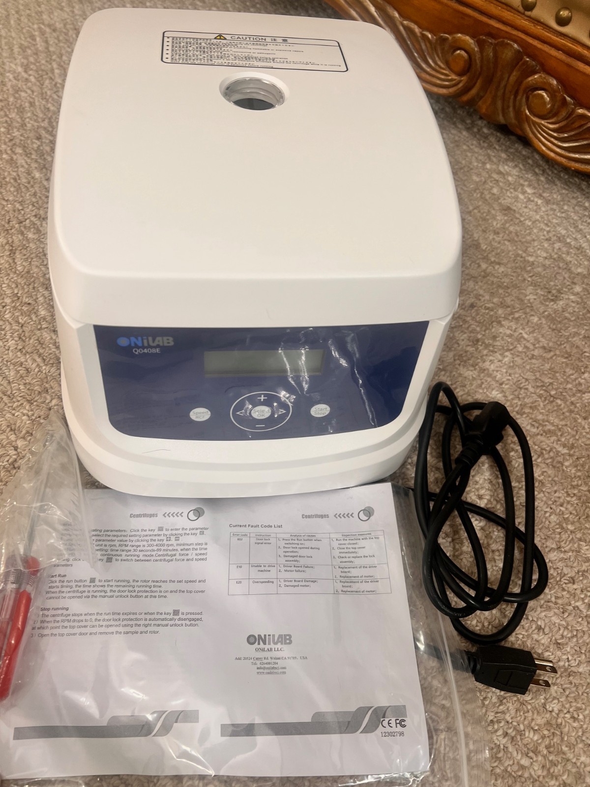 ONiLAB lab PRP centrifuge 8x15mL 300-4000rpm digital PRF timer 30sec-99min 110V
