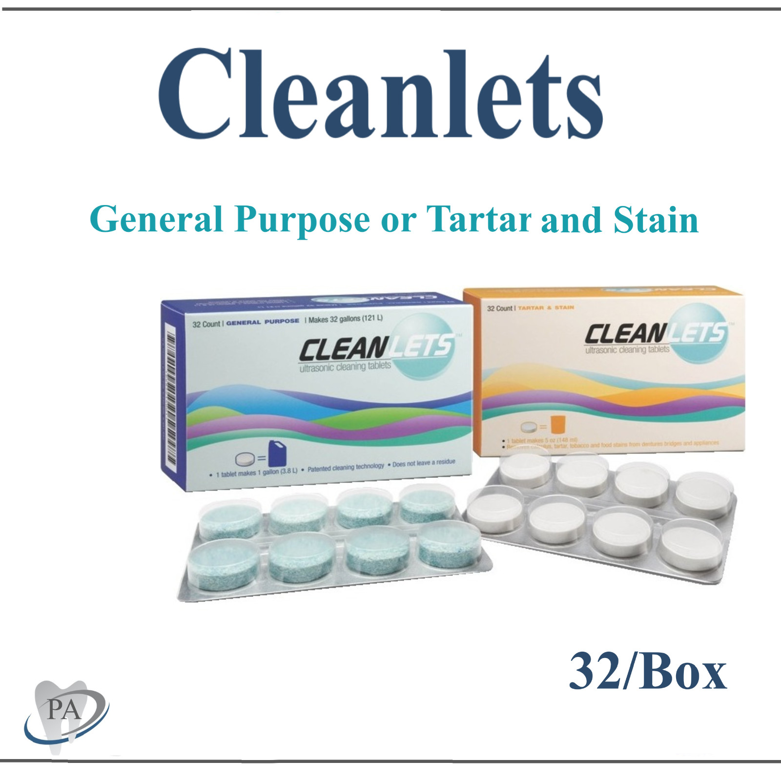 Dental SULTAN CLEANLETS ULTRASONIC TABLETS, Tartar & Stain or Cleaning, 32/bx