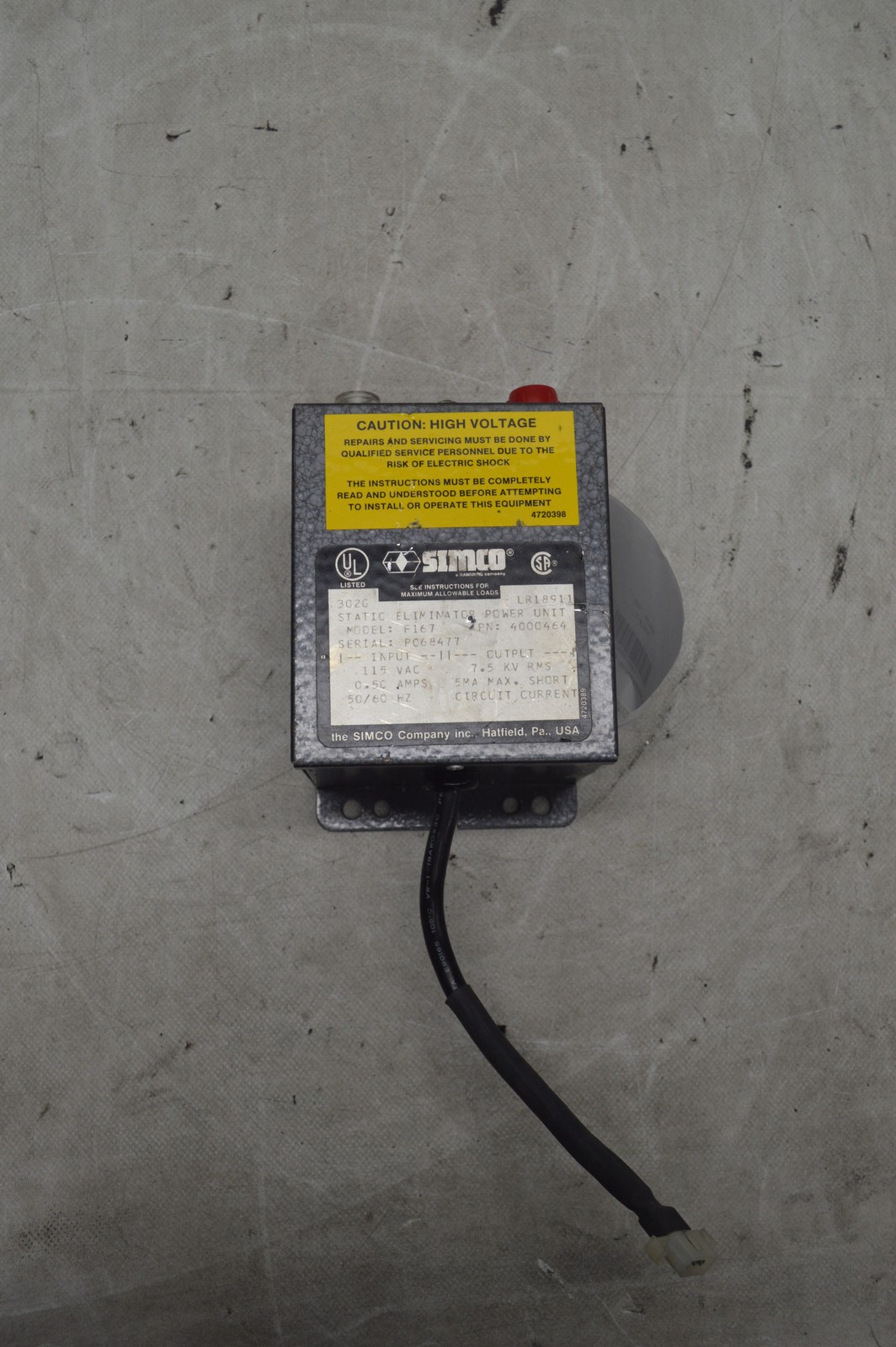 SIMCO Power Unit for Static Control (Model: F167 / Part Number: 4000464)