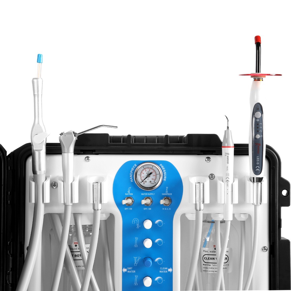 Portable Dental Chair Delivery Unit 600W Oil-Free Compressor 3-Way Syringe P206S