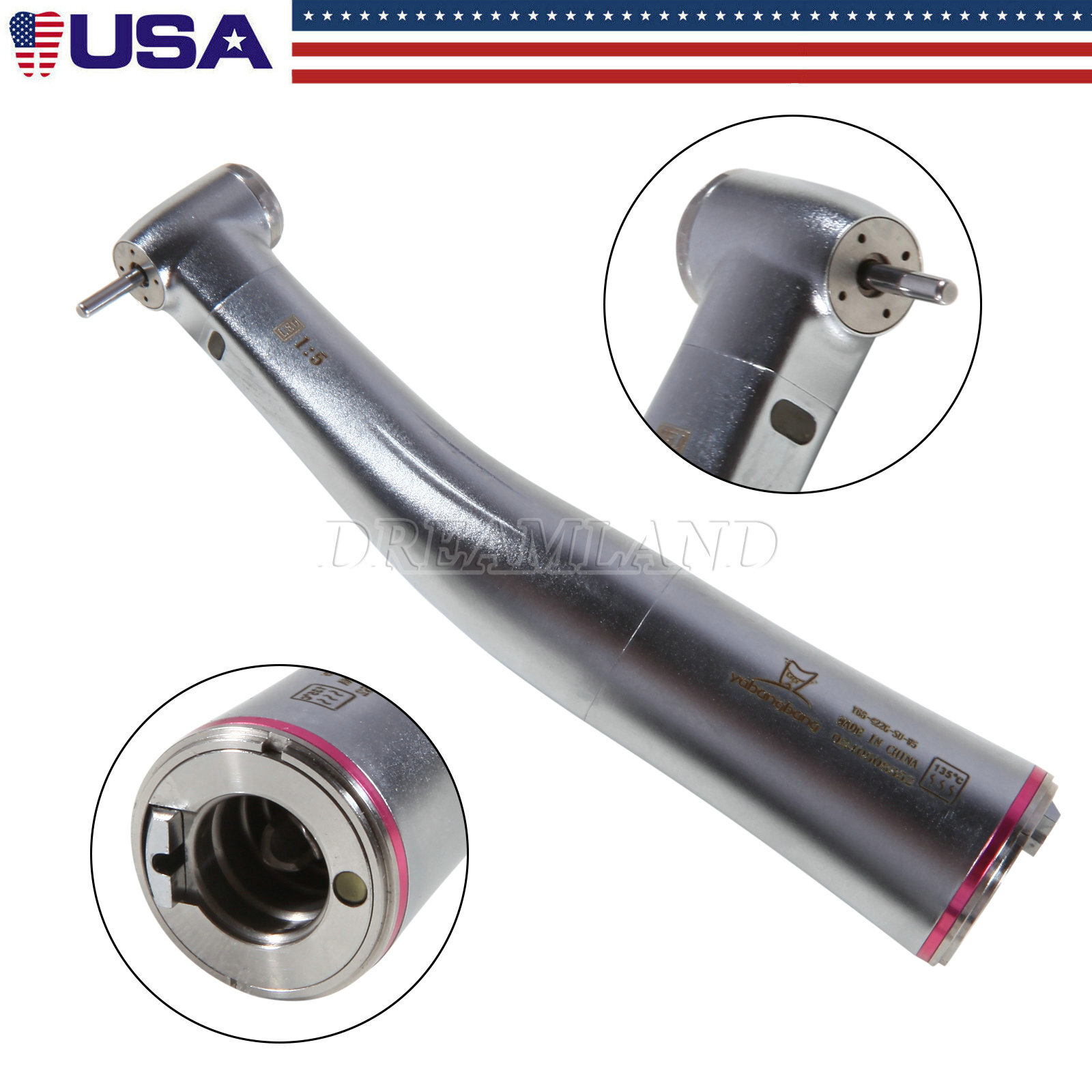 Dental 1:5 Increasing Handpiece Contra Angle LED For KAVO NSK Electric Motor USA