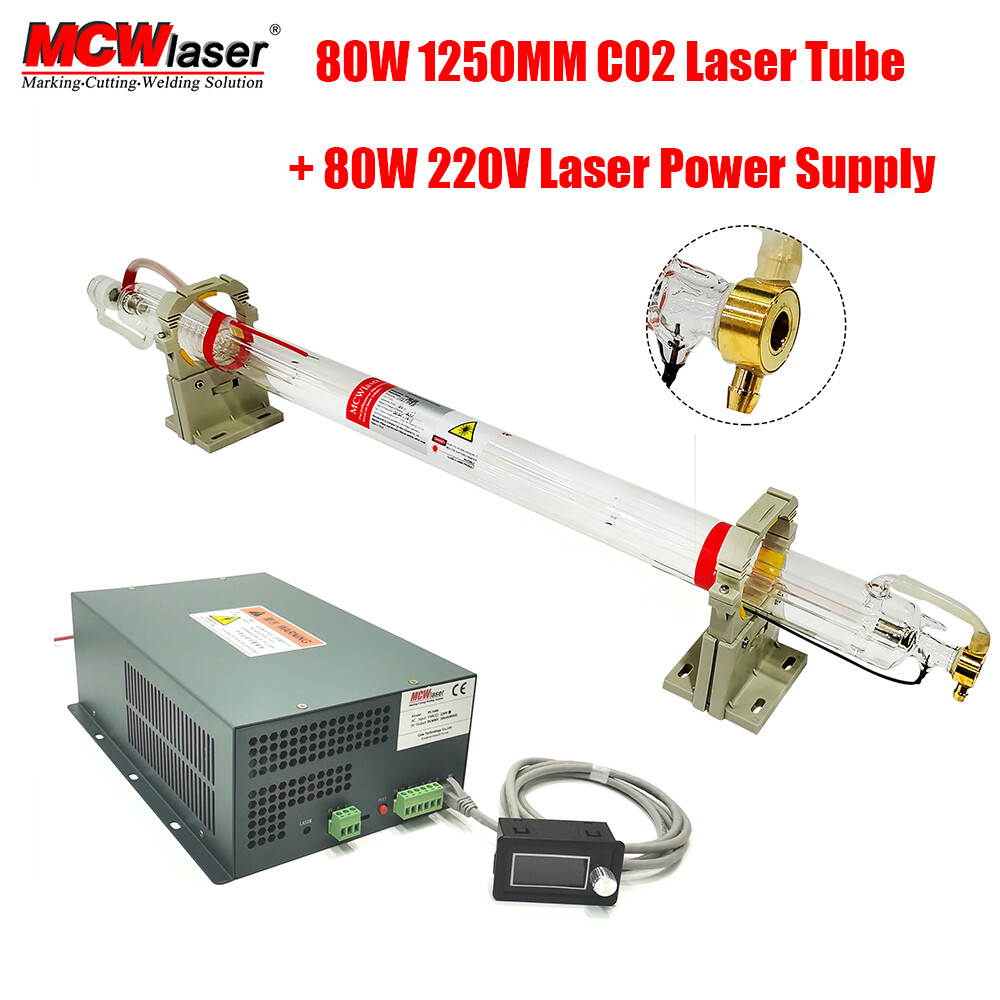 80W/90W 1250mm CO2 Laser Tube & 110V PSU Laser Power Supply For Laser Engraver