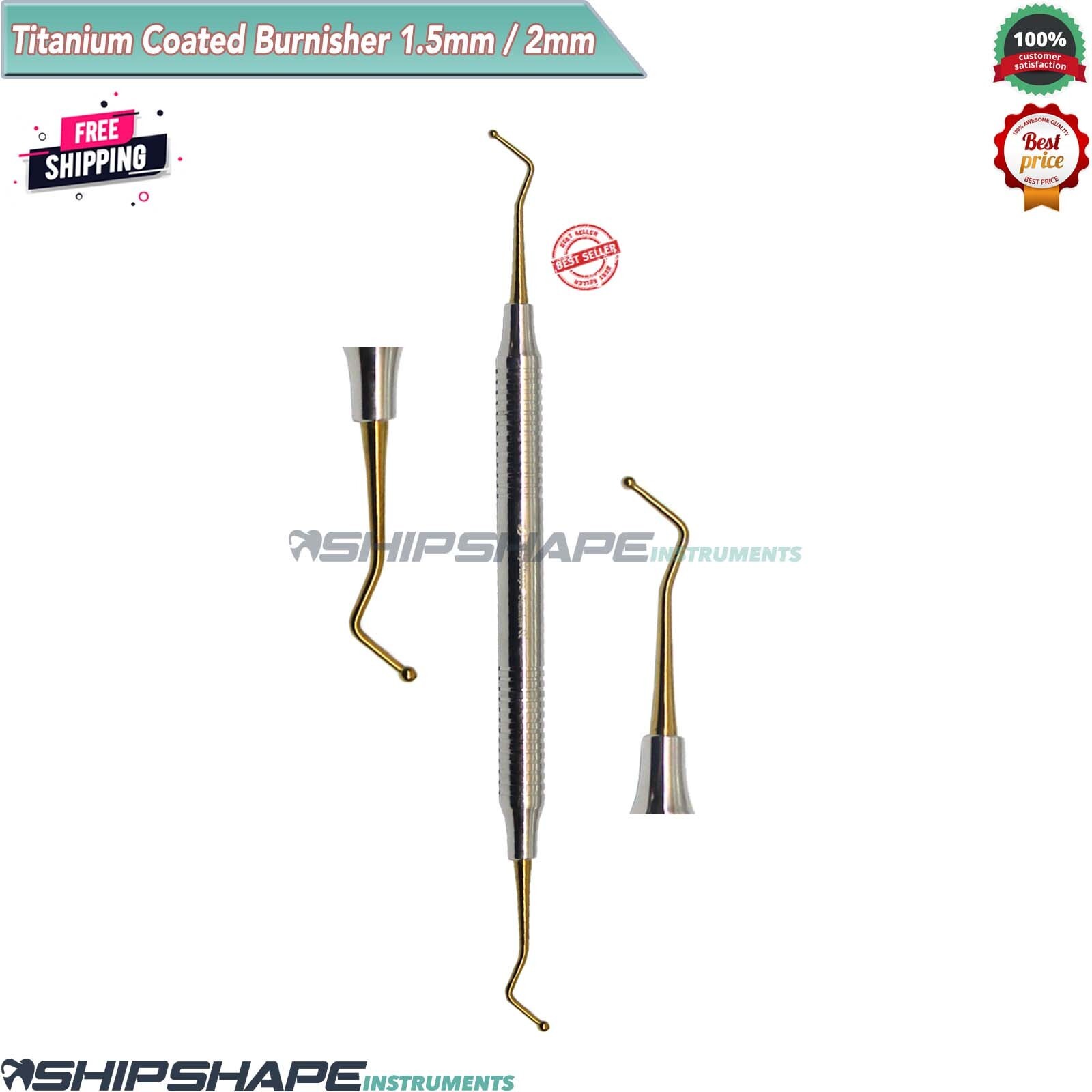 1.5mm – 2mm Ball Burnisher Dental Titanium Coated Filling Polishing Instrument