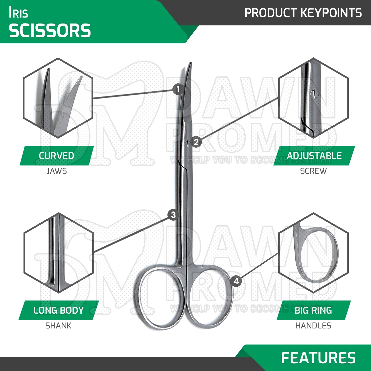 Iris Scissors 6 Pcs Set 4.5” Curved Jaws Dental Veterinary Surgical German Grade