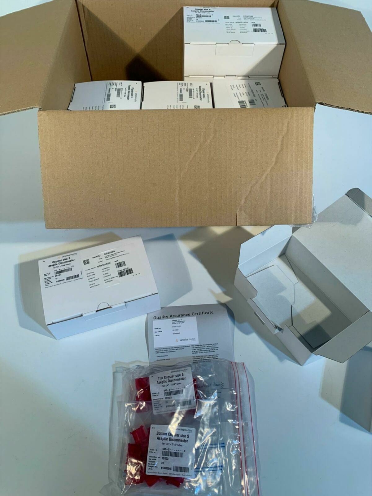 (1) BOX-Sartorius Clipster Aseptic Disconnector SZ S 10/PK EXP: 02/20 1/4-7/16″