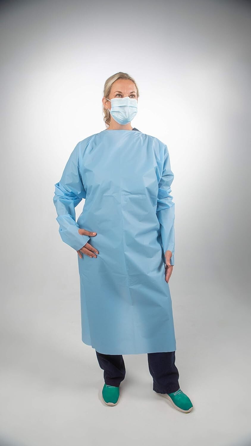 *75-Pieces* TIDI Shield AAMI Level 2 Isolation Gown Open Back Thumb Loop 8576A