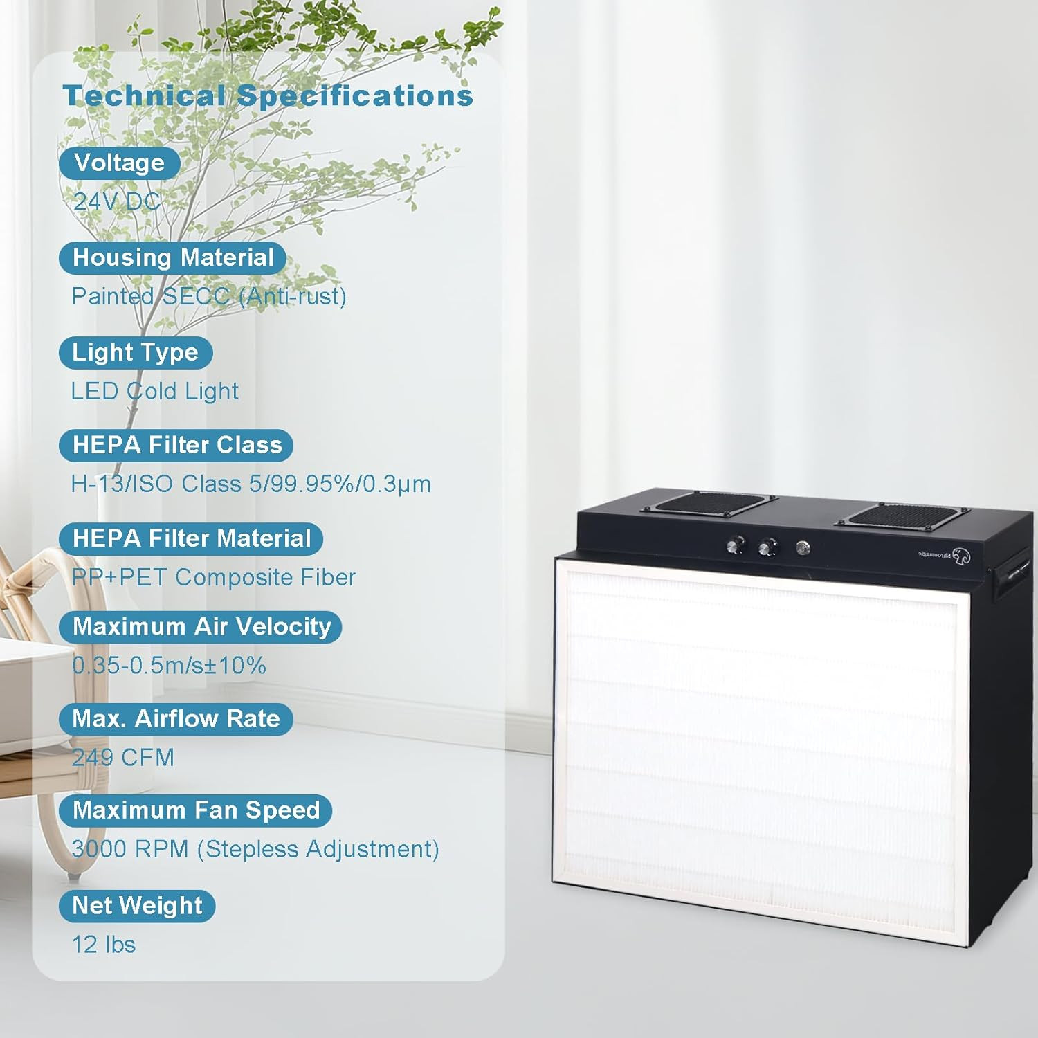 Laminar Flow Hood with H13 HEPA Filter (20″X15″）, Class 100 / ISO 5 Clean Bench