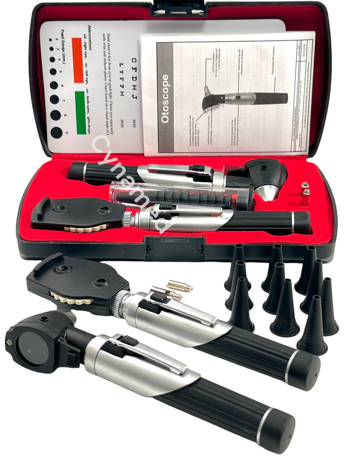 New Professional LED- Mini Opthalmoscope Otoscope Fibre-Optic Diagnostic Set