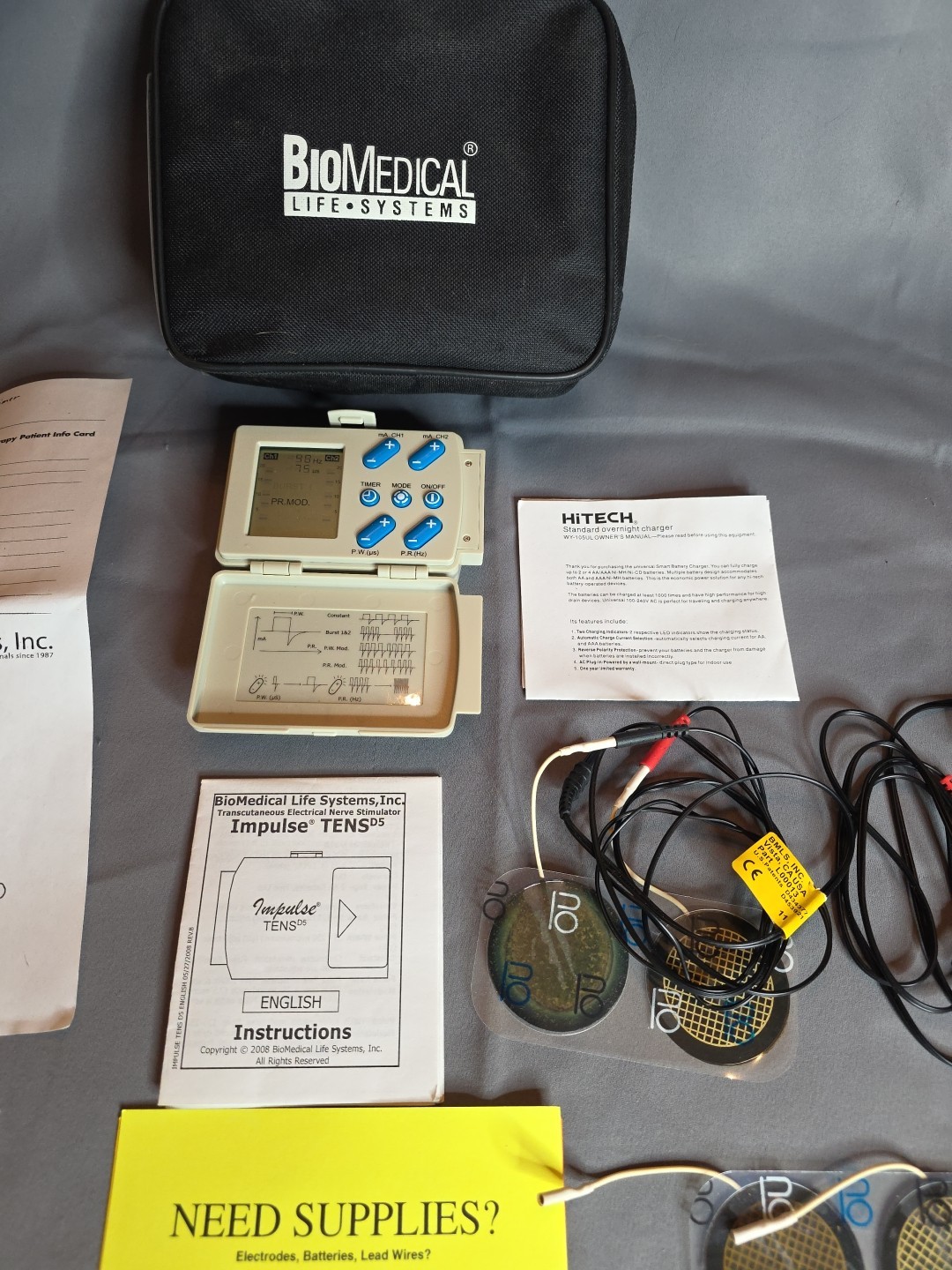 Biomedical Life Systems Impulse TENS D5 Dual Channel Pain Relief Unit Kit