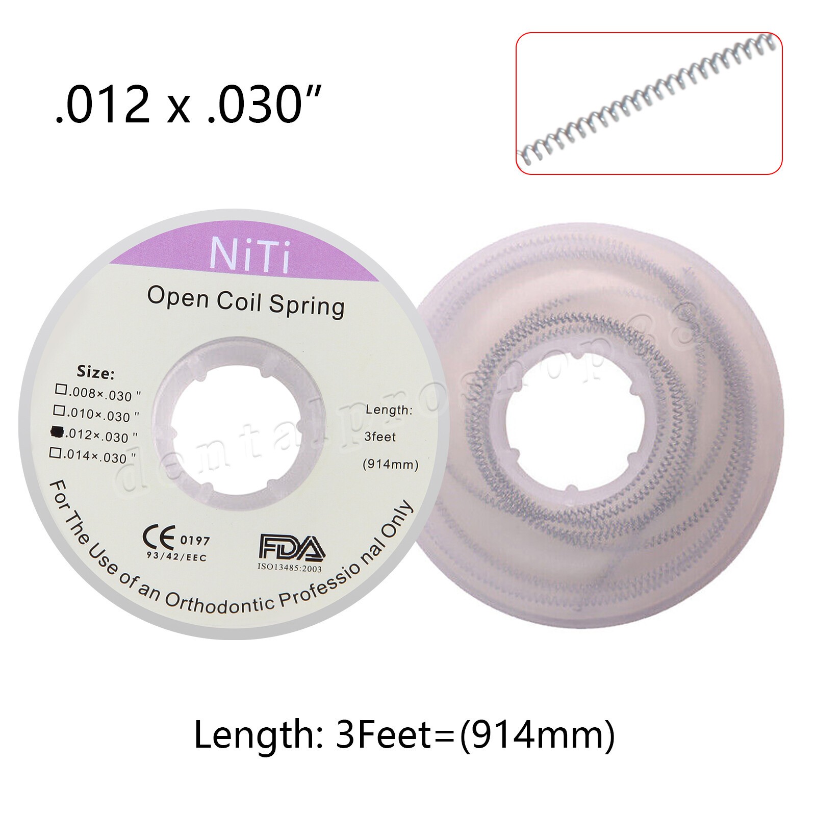 1 Roll Dental Ortho Niti Open Coil Spring 3 Feet Dia.012 *030 ” inch 914 mm