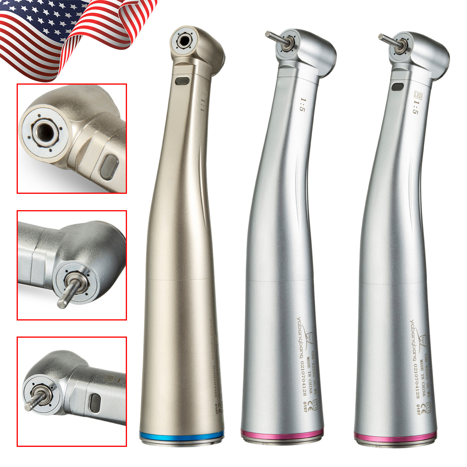 US! Dental NSK Style 1:1 1:5 Increasing (LED Light) Contra Angle Handpiece Or