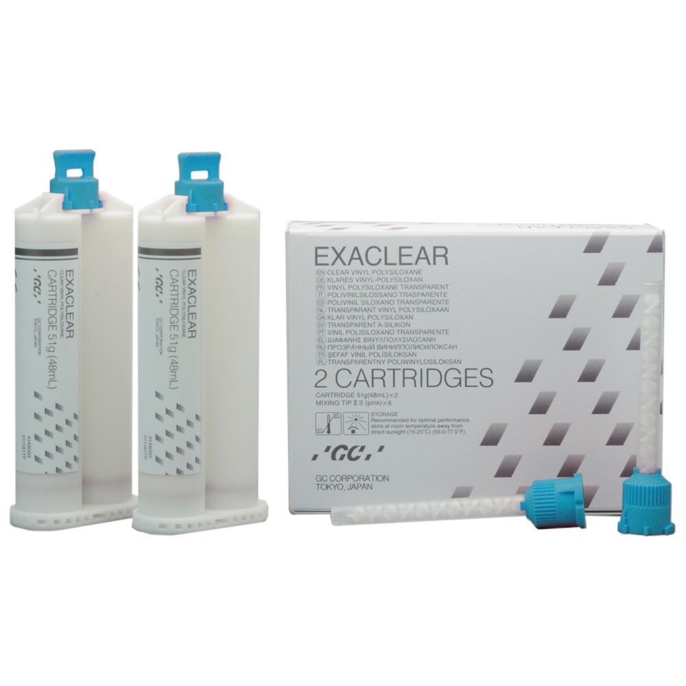 Dental GC Exaclear Clear Vinyl Polysiloxane VPS Bite Registration 2 Cartridges