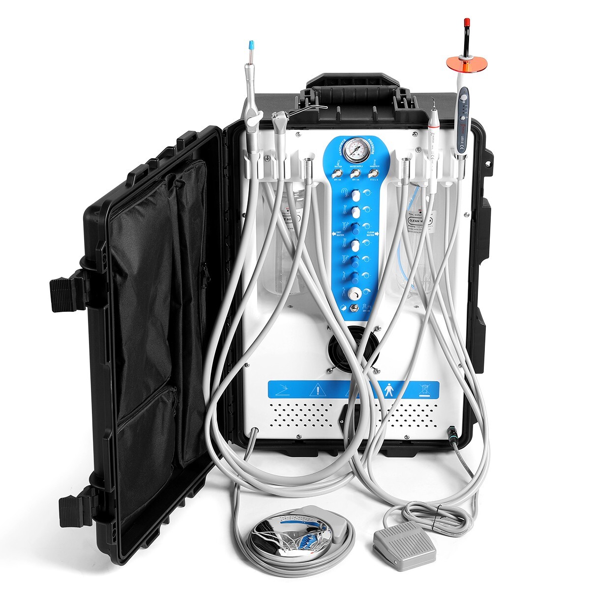 Portable Dental Delivery Unit System Cart Air Compressor Syringe Suction P206S